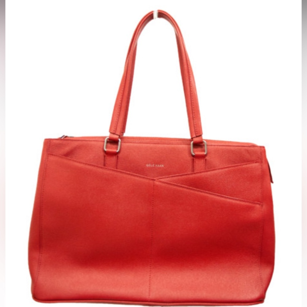 Cole-Haan Red Leather New Laptop Tote Bag W/ Dust Bag